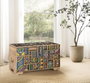 GINER Y COLOMER Baül de Rangement en Bois de Mango Peint à la Main Multicolore - Coffre de Salon avec Intérieur Spacieux